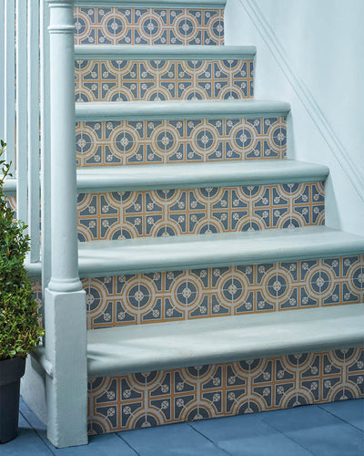 Image showing a staircase stenciled using RHS luxury stencils